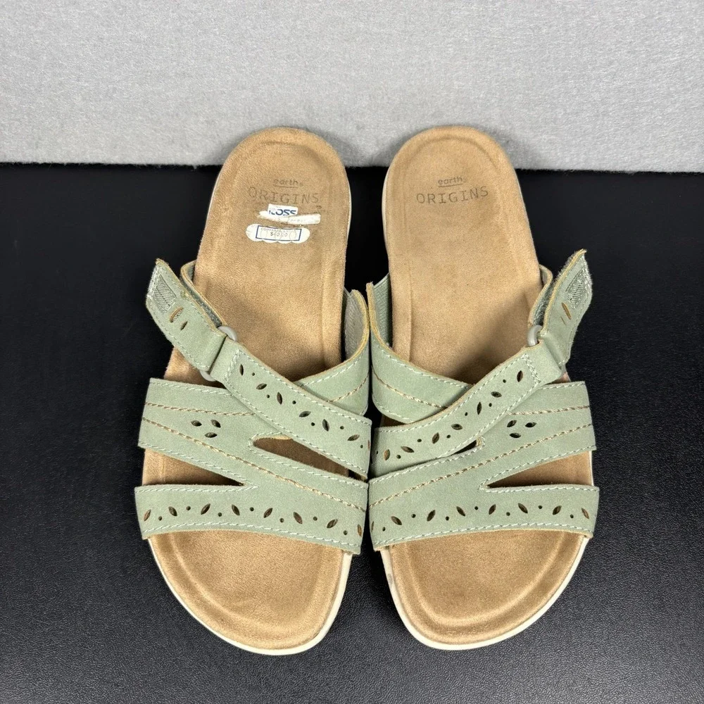 Earth Origins Sandra Womens Sandals Size 7.5  Green Strappy Comfort Casual Shoes